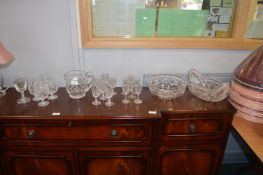 Cut Glass Crystal Fruit Bowls, Drinking Glasses, J