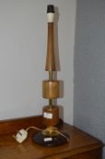 1970's Retro Turned Wooden Table Lamp Base