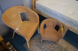 One Adult's and One Child's Cane Bedroom Chairs