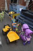 Children's Pedal Dump Truck, Push Pram, etc.