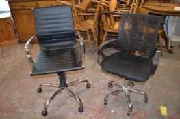 *Two Black Swivel Chairs