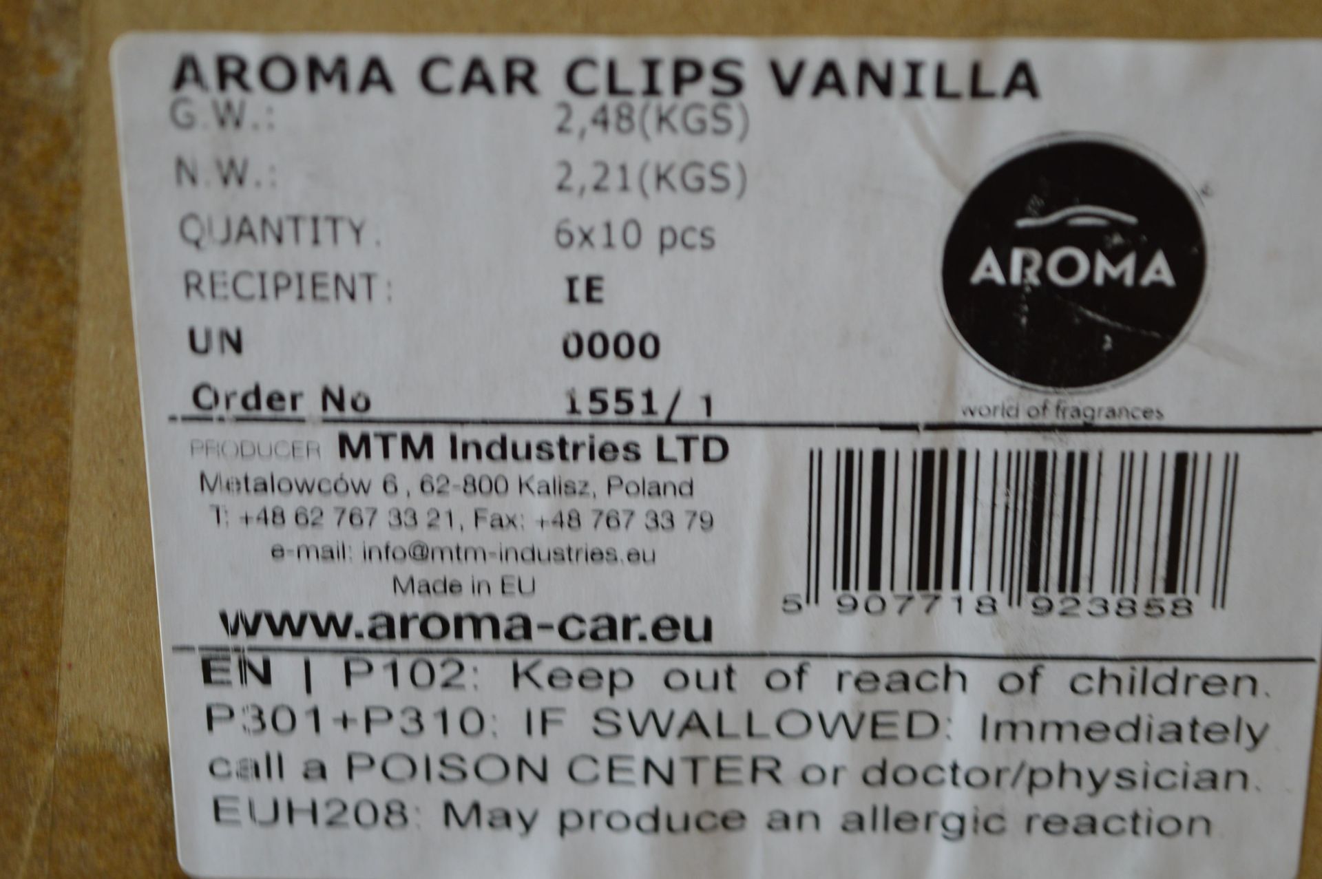Aroma Car Clip Vanilla Air Freshener x60 - Image 2 of 2