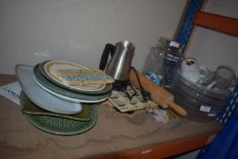 Mixed Lot Including Bowls, Plates, Rolling Pin, Le
