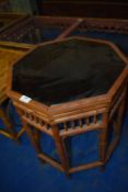 *Octagonal Bamboo Occasional Table with Smoked Glass Top