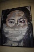 *Framed Original Oil on Canvas Depicting Lady with Facemask (believed to be by a local Bristol