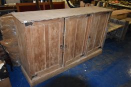 *Pine Three Drawer Cupboard with Iron Fittings