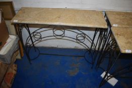 *Marble Topped Hall Table on Wrought Iron Frame