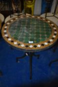 *Mosaic Tile Topped Circular Bisto Table on Wrought Iron Frame 2ft diameter