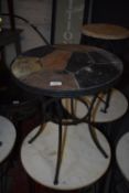 *Tile Topped Circular Wrought Iron Occasional Table 18” diameter