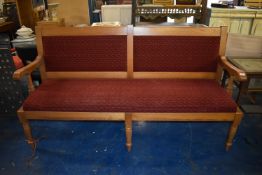 *Hardwood Framed Three Seat Settle with Upholstered Seat & Back