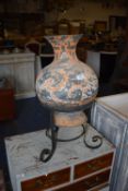 *Terracotta Urn on Wrought Iron Stand