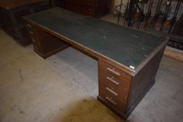 *Large Dark Oak Double Pedestal Desk with Inlet Top