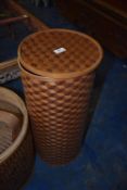 *Cylindrical Wicker Storage Unit with Lid