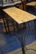 *Marble Topped Hall Table on Wrought Iron Base ~90x29cm