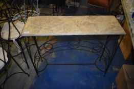 *Marble Topped Hall Table on Wrought Iron Frame