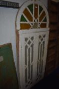 *Wood Framed Arch Topped Window with Glazed Panel 75x175cm