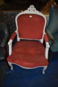 *French Style Armchair Upholstered in Red Fabric