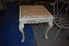 *Marble Topped Carved Occasional Table 2ft x 2ft