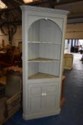 *Painted Pine Corner Cabinet with Porcelain Handles