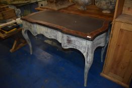 *French Style Rosewood Veneer Writing Table with Inlet Leather Top