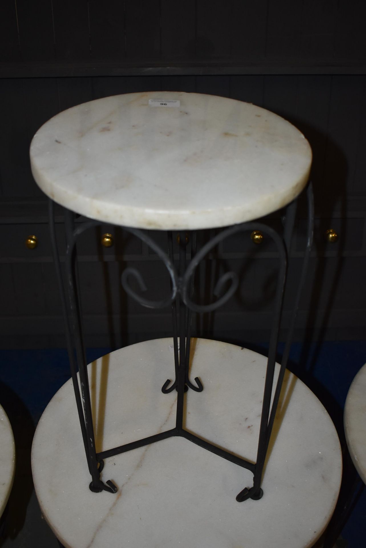 *Granite Topped Circular Wrought Iron Occasional Table 12” diameter