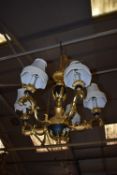 *Black and Gold Five Branch Chandelier with Shades