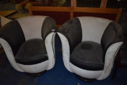 *Pair of Black & White Tub Seats