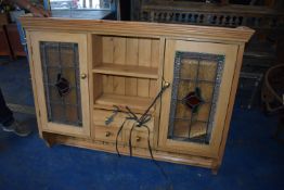 *Pine Dresser Top with Leaded Glass Panels and Spice Drawers 140x103cm