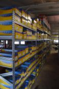 *Seven Bays of Galvanised Shelving 70cm deep, 150cm wide Each Bay, 4x 215cm Towers, and 4x 305cm