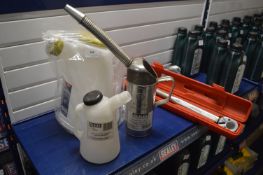 *Sealey Oil Container, 1L Jug, and a Metal Measuring Jug
