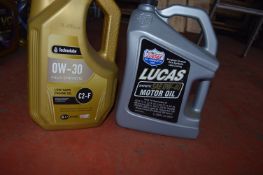 *1x 5L of Technolube 0W/30 Fully Synthetic C2-F Engie Oil, and 1x 5L of Lucas SAE 0W/40 Synthetic