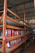 *Three Bays of Pallet Racking Comprising 30x 9ft Crossbeams, and 5x1.1m Towers (contents not