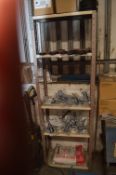 *Section of Shelving and Contents to Include Clamps, Rubber Pipes, Hosing, etc.