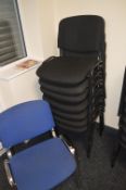 *7 Black and 1 Blue Upholstered Stackable Reception Chairs