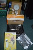 Assorted Boxed Items, Clock, Lights, etc.
