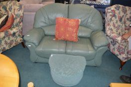 Leather Two Seat Sofa plus Cushions, and Fabric Fo