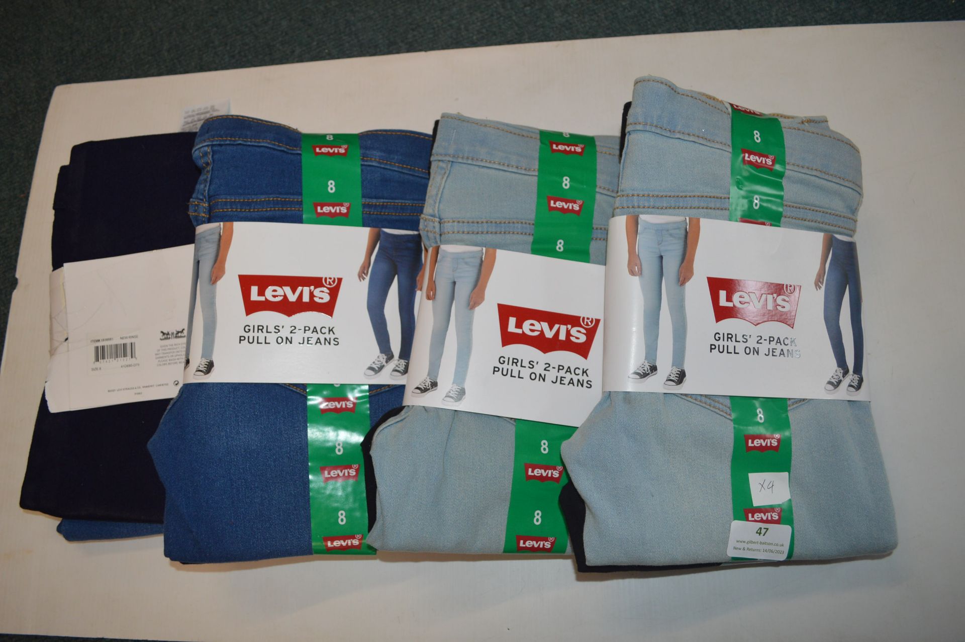 Four Levi's Girl's Jeggings 2pks Size: 8 years