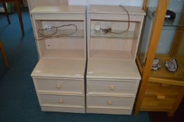 Pair of Two Drawer Bedside Cabinet with Lighted Sh