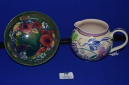 William Moorcroft Orchid Pattern Bowl plus Poole Pottery Jug