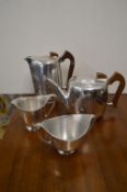 Picquot Ware Tea Set Comprising Teapot, Coffee Pot, Cream Jug, and Sugar Bowl