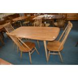 Ercol Dining Table with Four Spindleback Dining Chairs