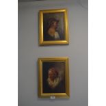 Pair of Continental Oil on Canvas Romani Portraits (indistinct signature)