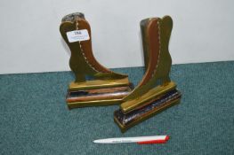 Pair of Brass & Copper Trench Art WW1 Spill Vases in the Form of Boots