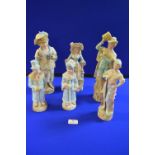 Six Edwardian Painted Porcelain Figures