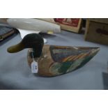 Carved Wooden Painted Spanish Decoy Duck