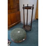 Victorian Mahogany Footstool plus a Stick Stand