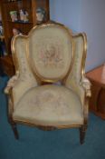 Embroidered & Gilded Continental Armchair