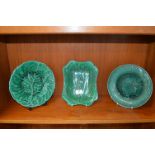 Three Green Dishes by Wedgwood etc.