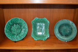 Three Green Dishes by Wedgwood etc.