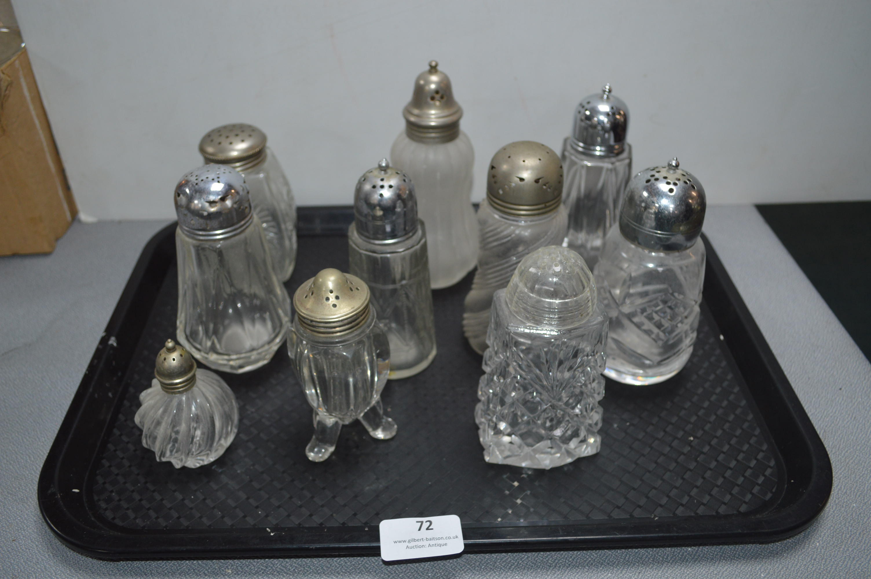 Ten Decorative Sugar Casters with EPNS Tops